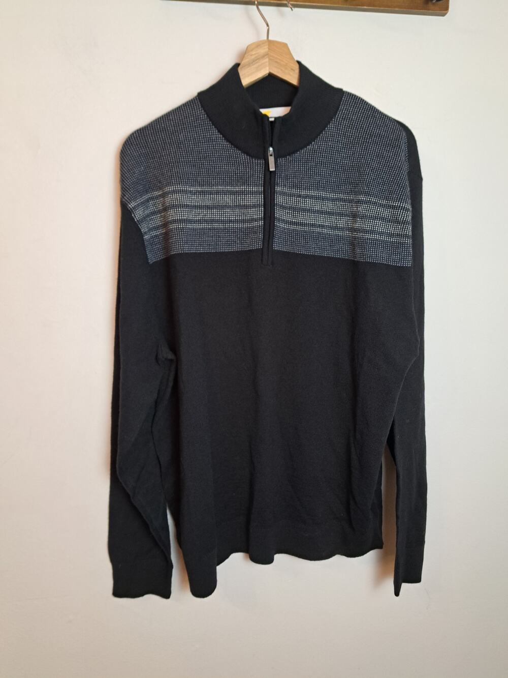 Jack Nicklaus 1/4 Zip Pullover Sweater Men's L 2xl Merino Wool Blend black